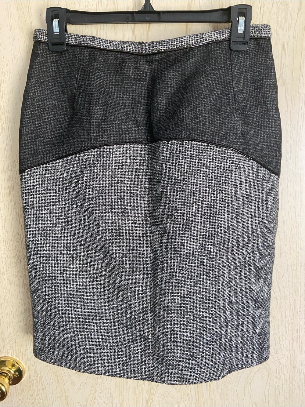 Zac Posen Tweed Black & White Wool w/Sheer Accent Panel Designer Pencil Skirt 8
